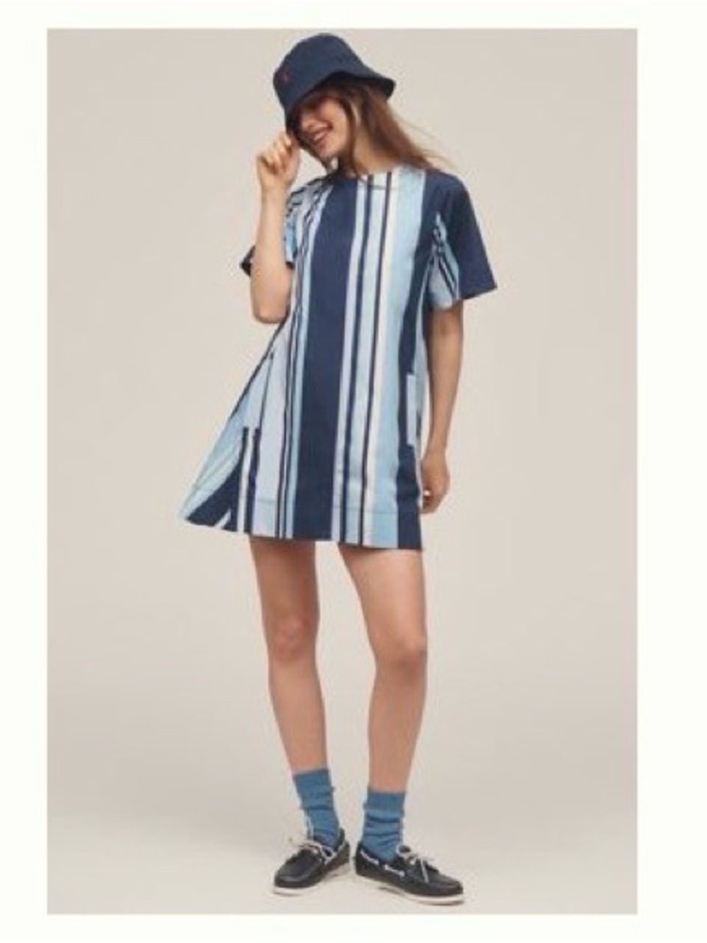 Maeve Swing Dress Women’s Small Navy Light Blue White Striped